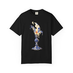 Candle Ghost Tee large front print on a Black Comfort Colors 1717 tee