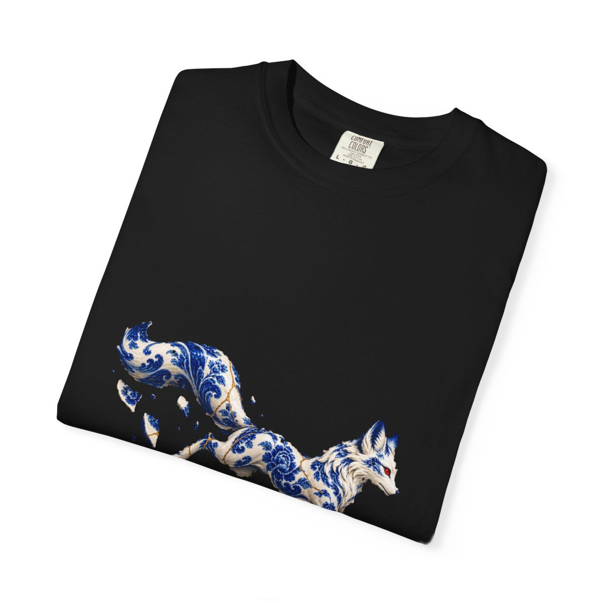 China Fox Tee folded front print detail