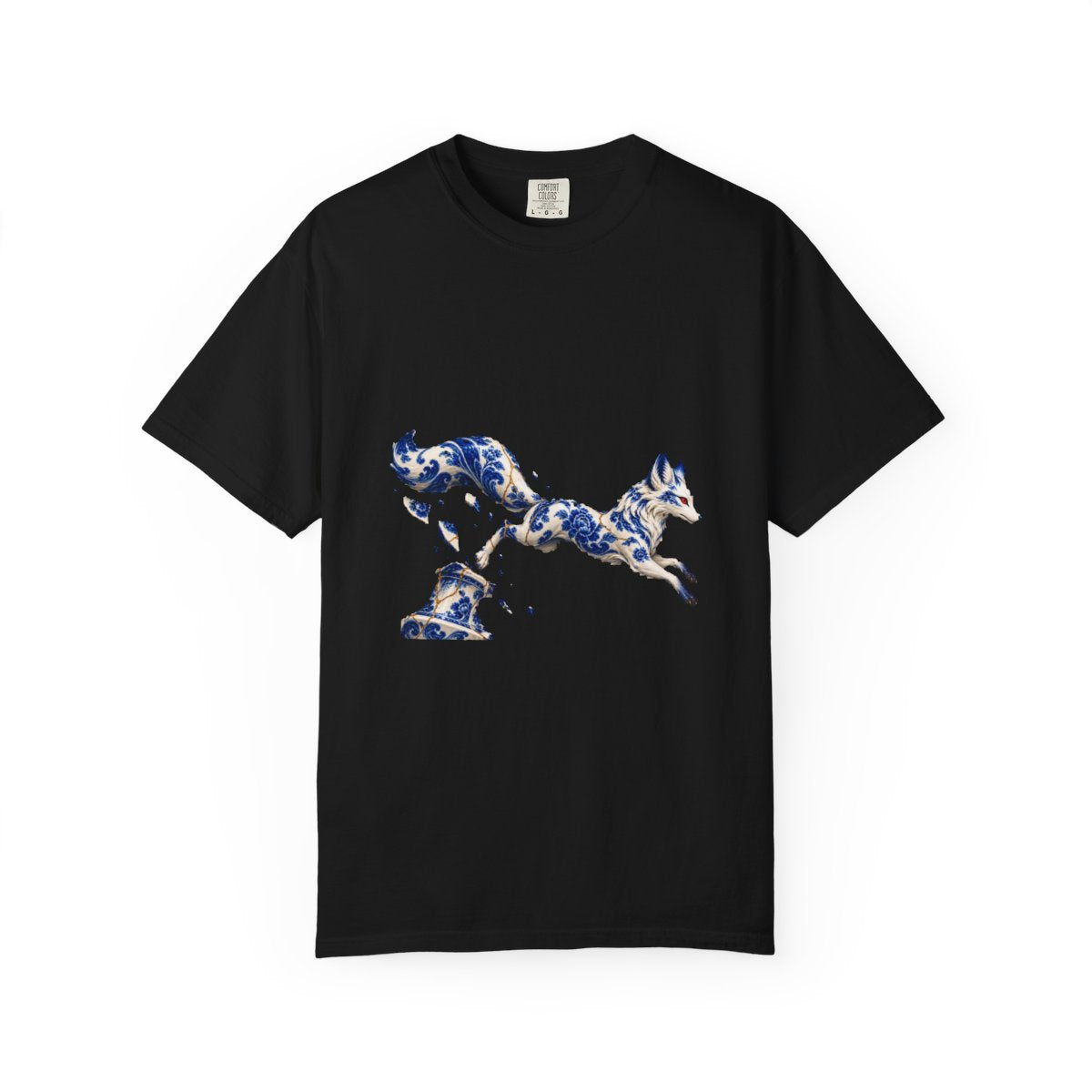 China Fox Tee large front print on a Black Comfort Colors 1717 tee