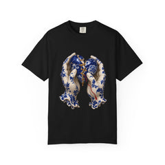 Golden Seam Tee large front print on a Black Comfort Colors 1717 tee