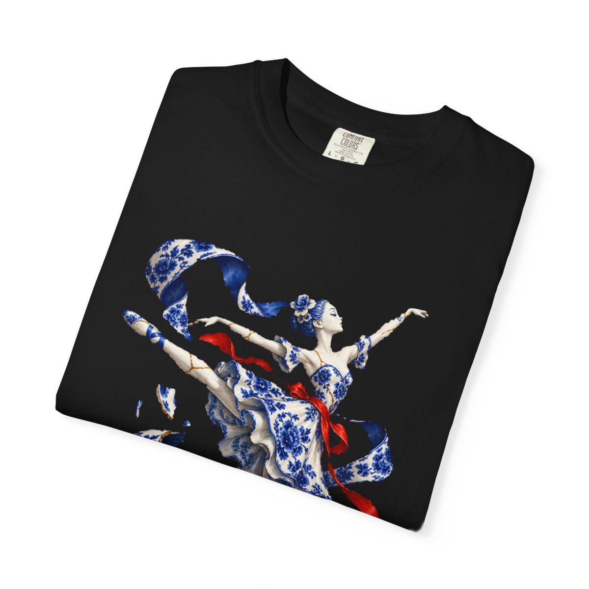 Porcelain Dancer Tee folded front print detail
