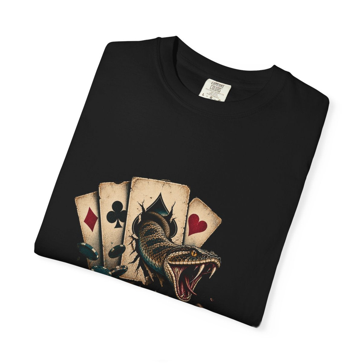 Cards Bite Back Tee folded front print detail