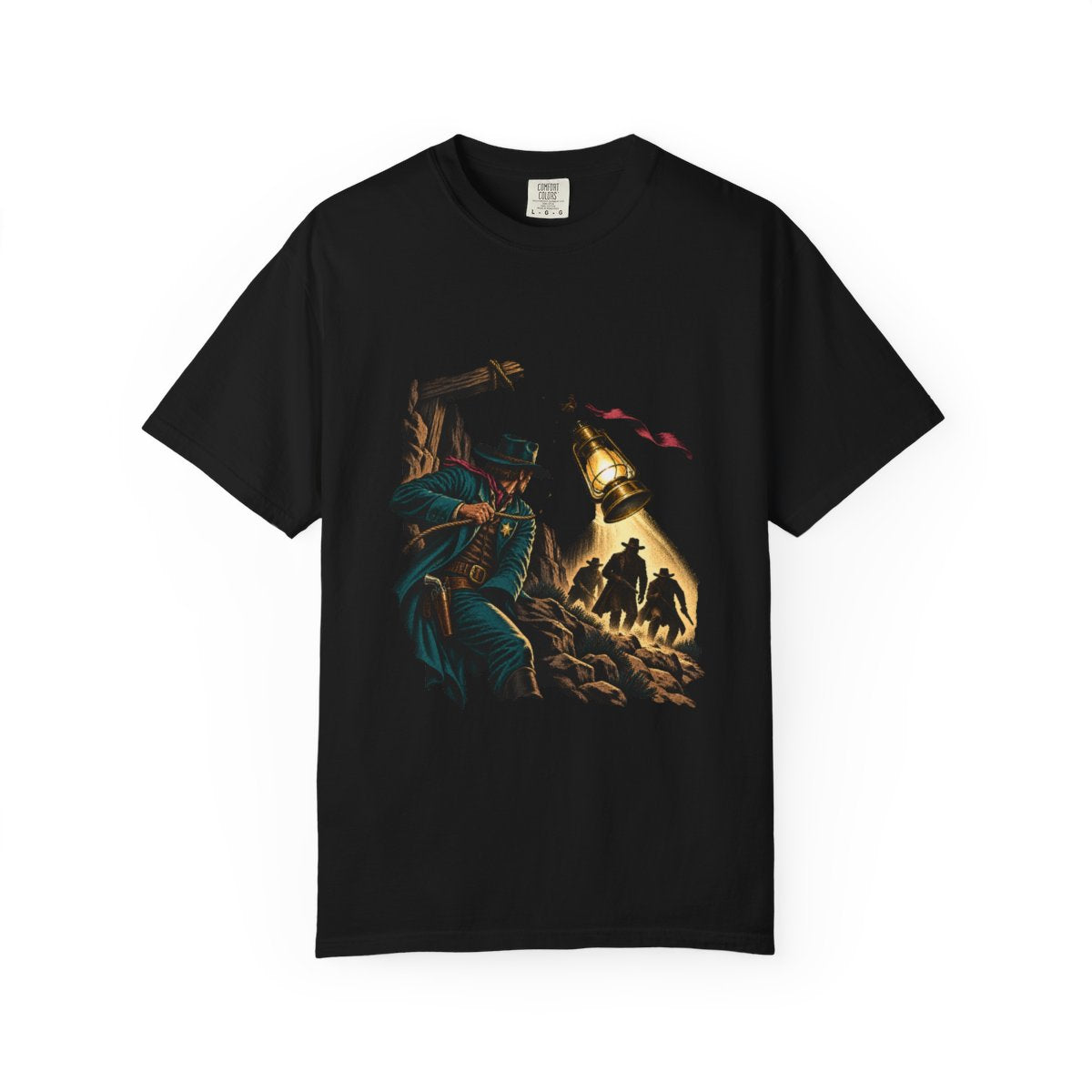 Lantern Trap Tee large front print on a Black Comfort Colors 1717 tee