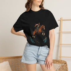 Over the Gorge Tee worn Printify context view on a Black Comfort Colors 1717 tee