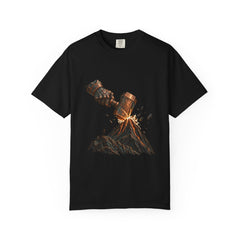 Mountain Hammer Tee large front print on a Black Comfort Colors 1717 tee