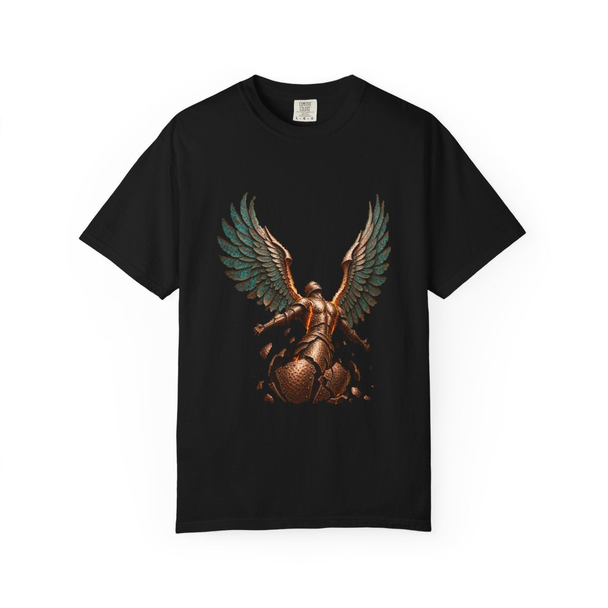 Wings from Fire Tee large front print on a Black Comfort Colors 1717 tee