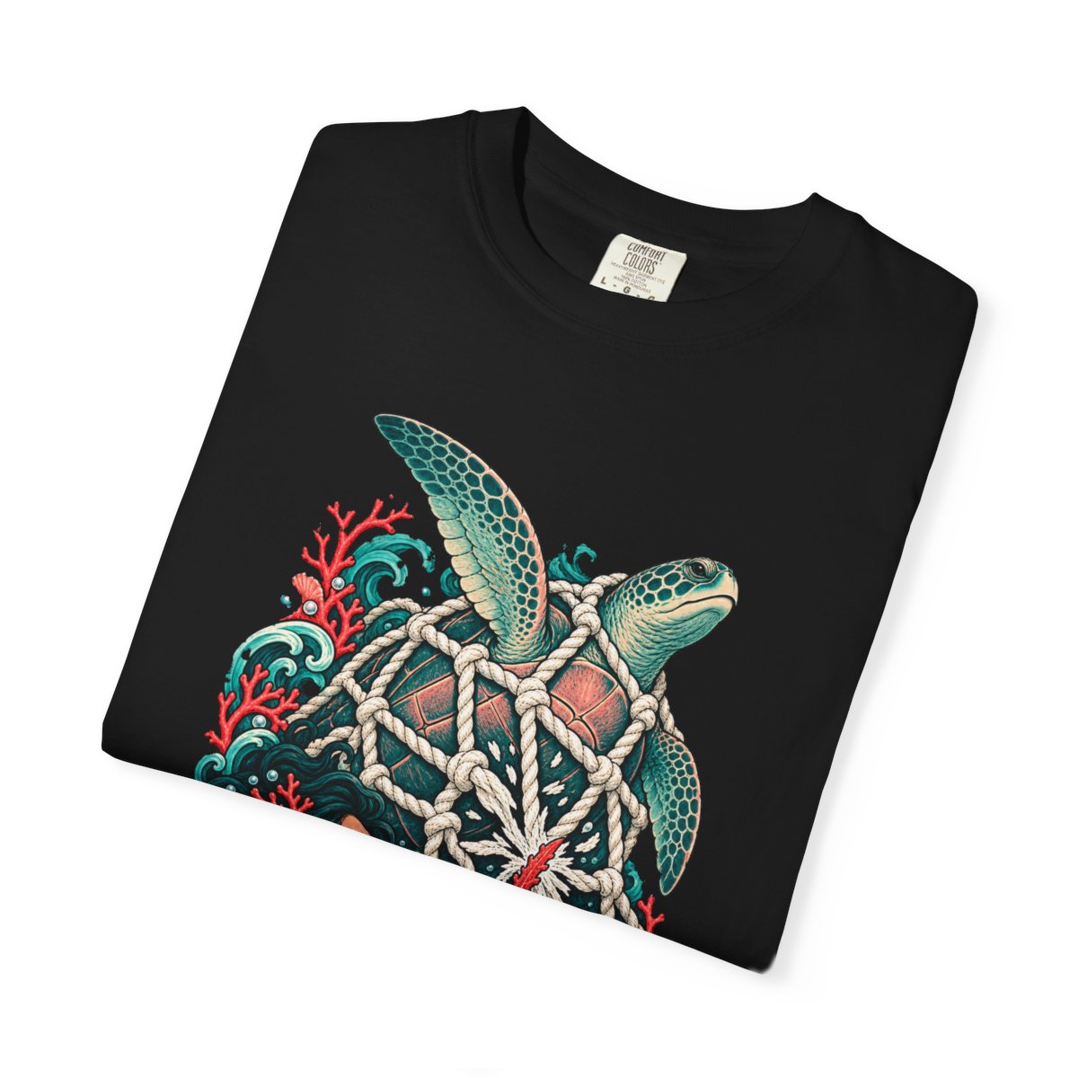 Cut the Net Tee folded front print detail