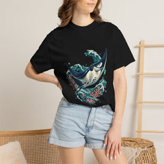 Manta Vortex Tee worn Printify context view on a Black Comfort Colors 1717 tee