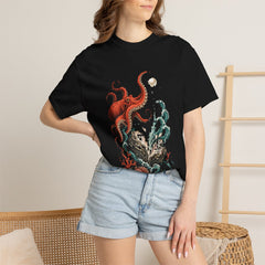 Pearl Escape Tee worn Printify context view on a Black Comfort Colors 1717 tee