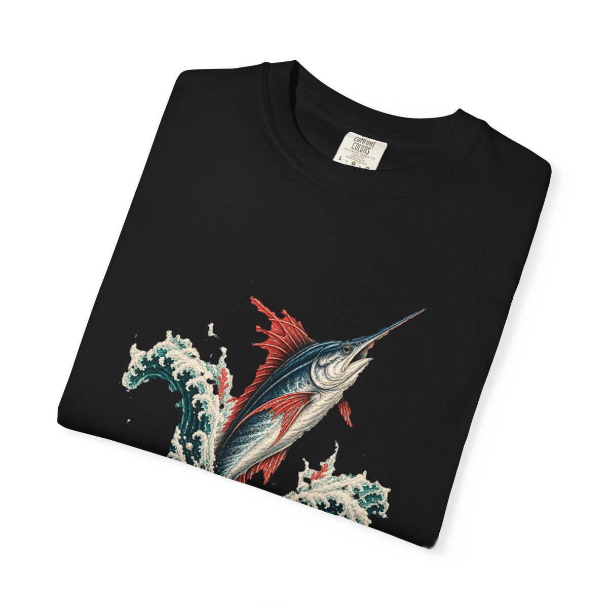 Swordfish Surge Tee folded front print detail