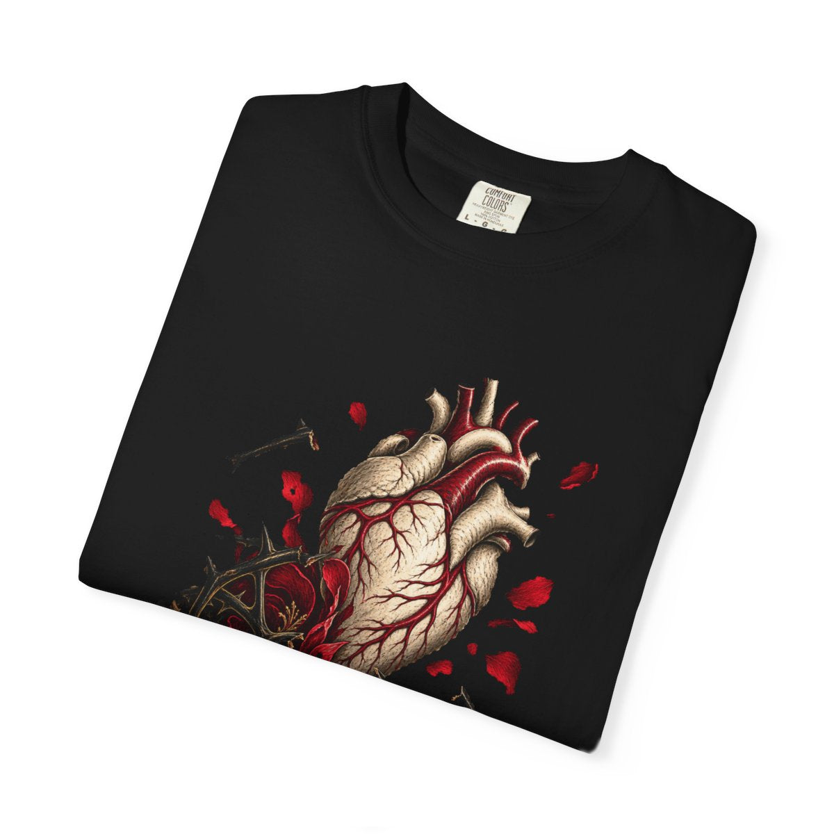 Heart Untangled Tee folded front print detail