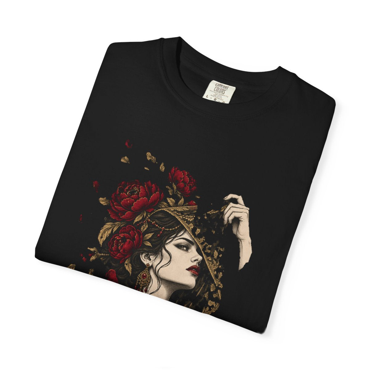Lift the Veil Tee folded front print detail