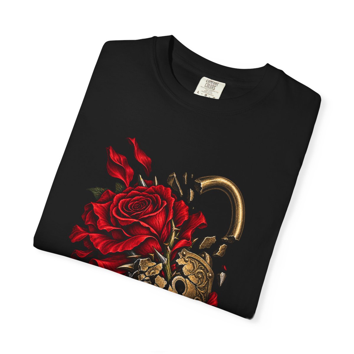 Rose Breakout Tee folded front print detail
