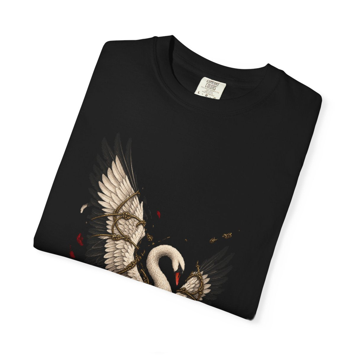 Swan Snare Tee folded front print detail