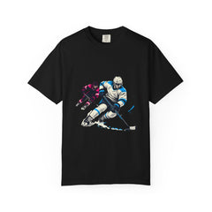 Blue-Line Escape Tee large front print on a Black Comfort Colors 1717 tee