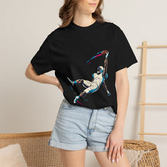 One-Hand Catch Tee worn Printify context view on a Black Comfort Colors 1717 tee