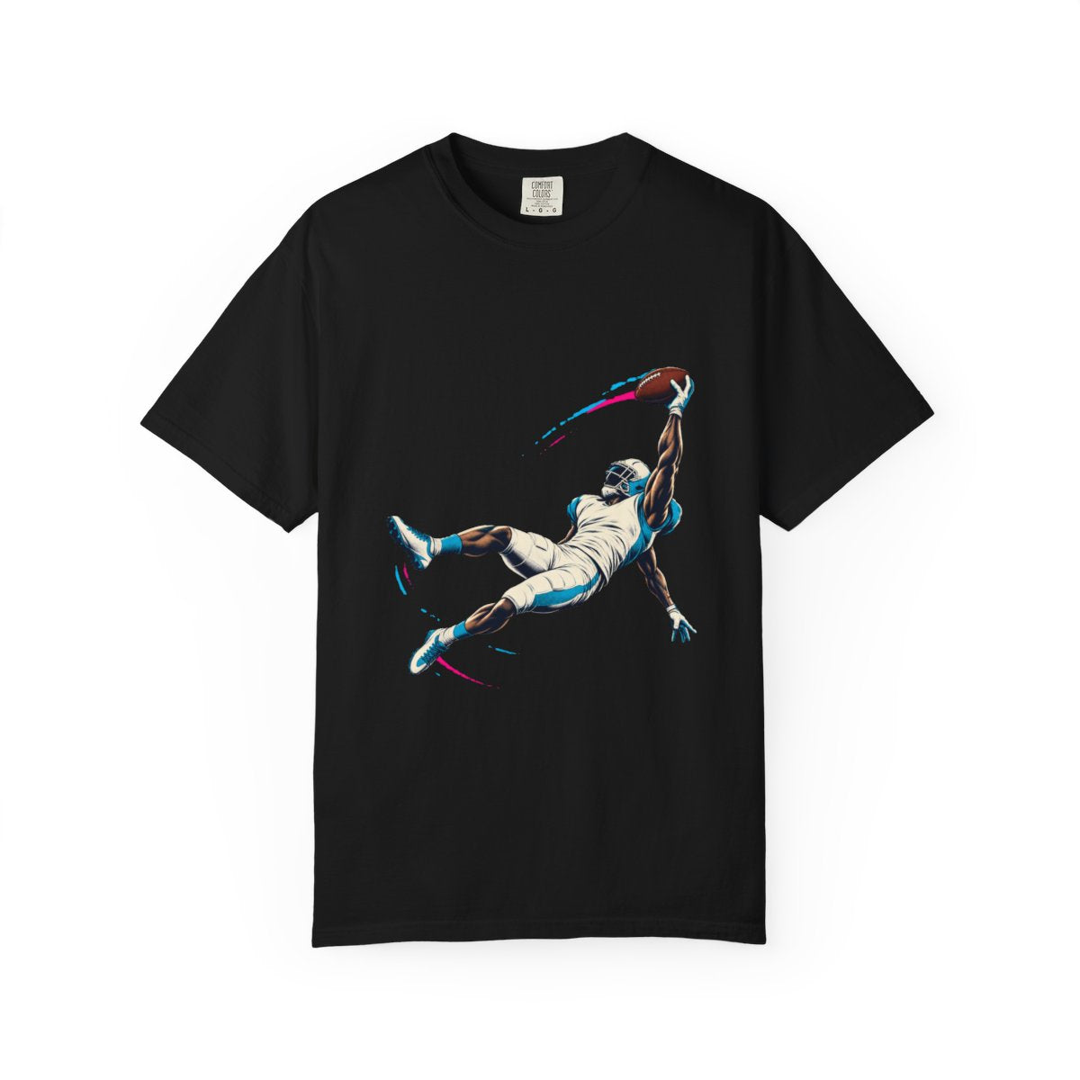 One-Hand Catch Tee large front print on a Black Comfort Colors 1717 tee