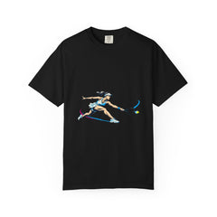 Passing Shot Tee large front print on a Black Comfort Colors 1717 tee