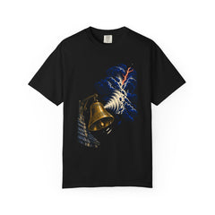 Thunder Bell Tee large front print on a Black Comfort Colors 1717 tee