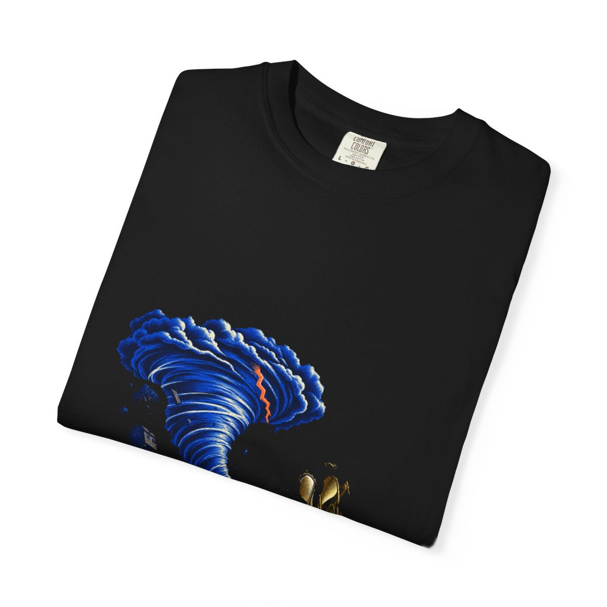 Tornado Tamer Tee folded front print detail