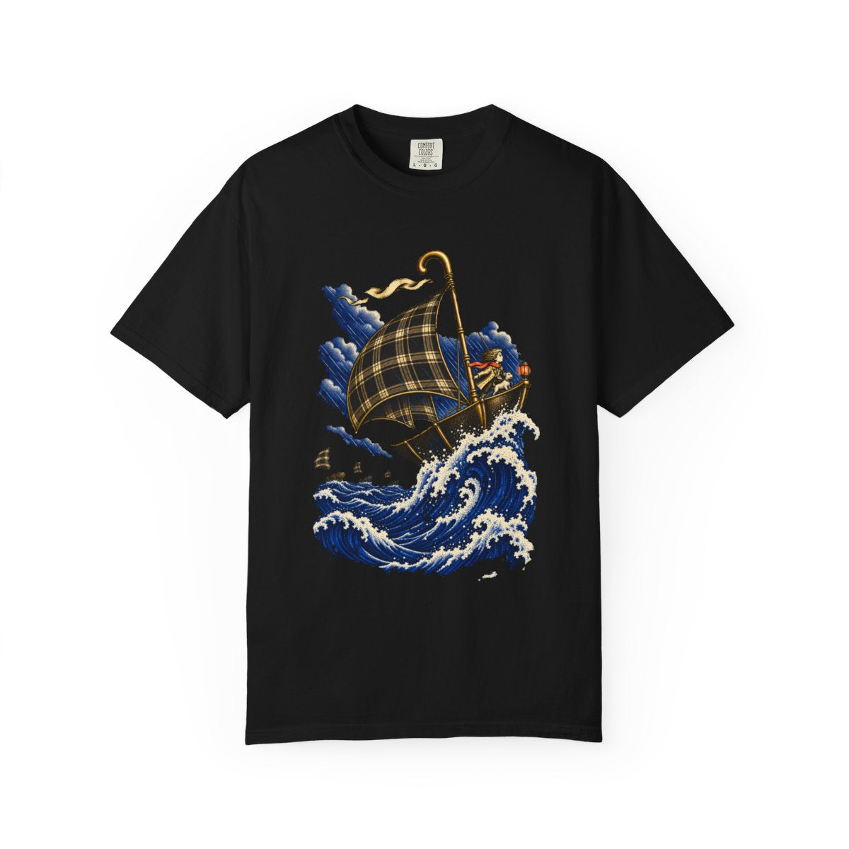 Umbrella Armada Tee large front print on a Black Comfort Colors 1717 tee