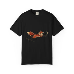 Tightrope Fox Tee large front print on a Black Comfort Colors 1717 tee