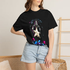 Steal the Star Tee worn Printify context view on a Black Comfort Colors 1717 tee