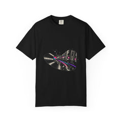 Vinyl Express Tee large front print on a Black Comfort Colors 1717 tee