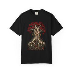 Waking Oak Tee large front print on a Black Comfort Colors 1717 tee
