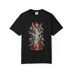 Root Reactor Tee large front print on a Black Comfort Colors 1717 tee