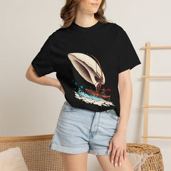 Sail the Wastes Tee worn Printify context view on a Black Comfort Colors 1717 tee