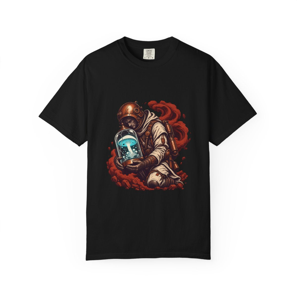 Specimen Keeper Tee large front print on a Black Comfort Colors 1717 tee