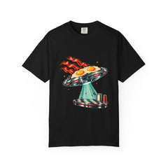 Breakfast Takes Flight Tee large front print on a Black Comfort Colors 1717 tee