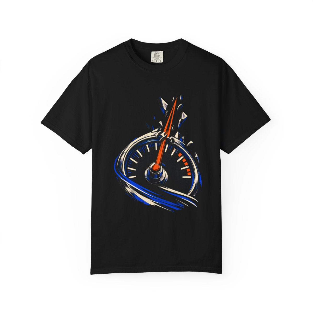 Break the Gauge Tee large front print on a Black Comfort Colors 1717 tee