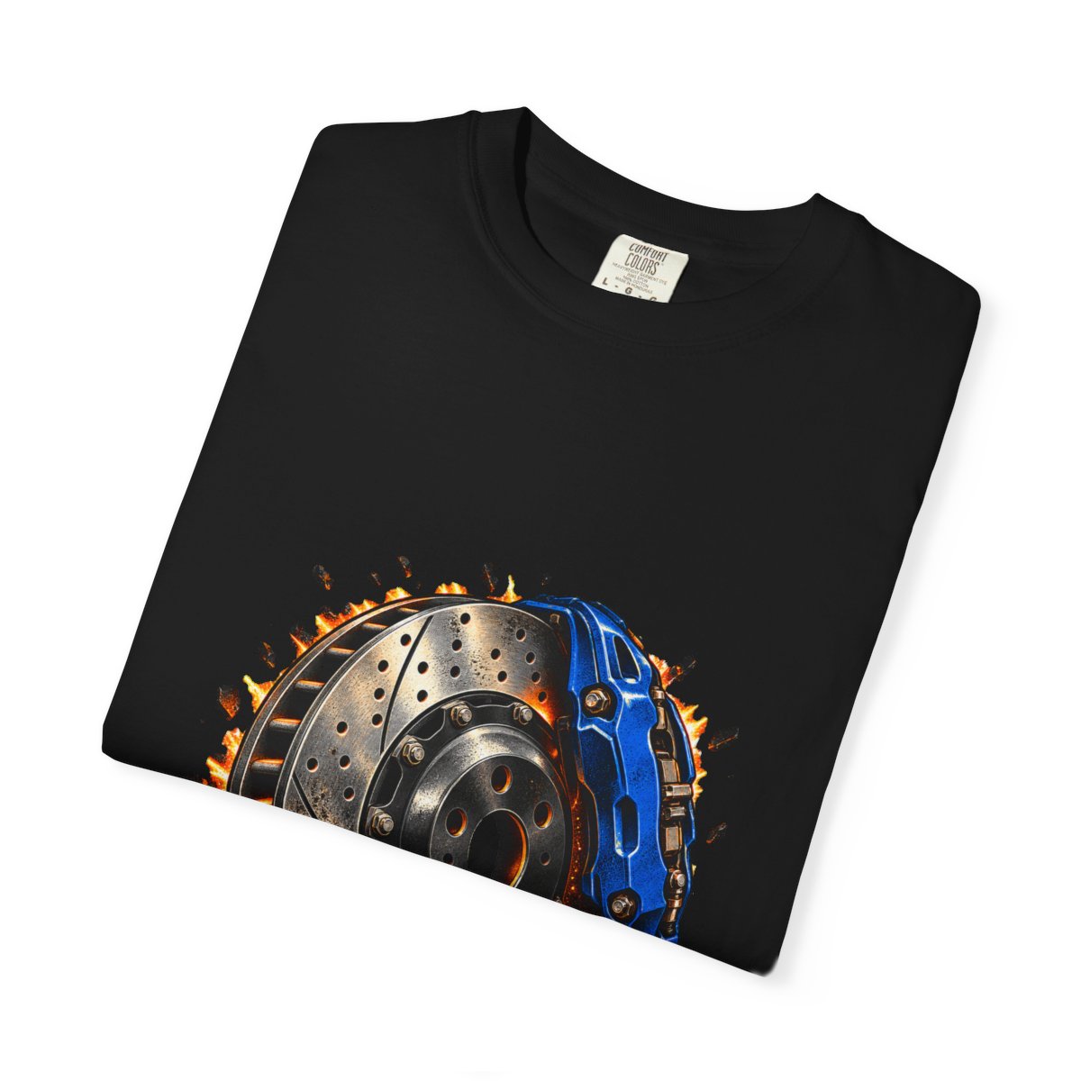 Rotor on Fire Tee folded front print detail