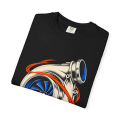 The Turbo Eye Tee folded front print detail