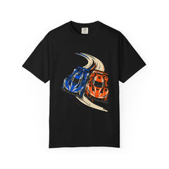 Two Wide Tee large front print on a Black Comfort Colors 1717 tee