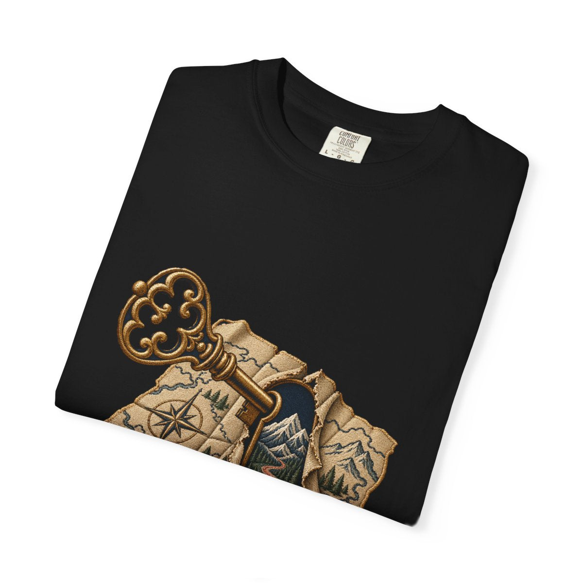 Key to Elsewhere Tee folded front print detail