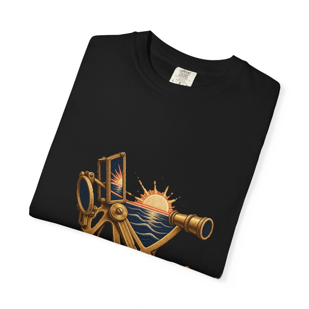 Sextant Sunrise Tee folded front print detail