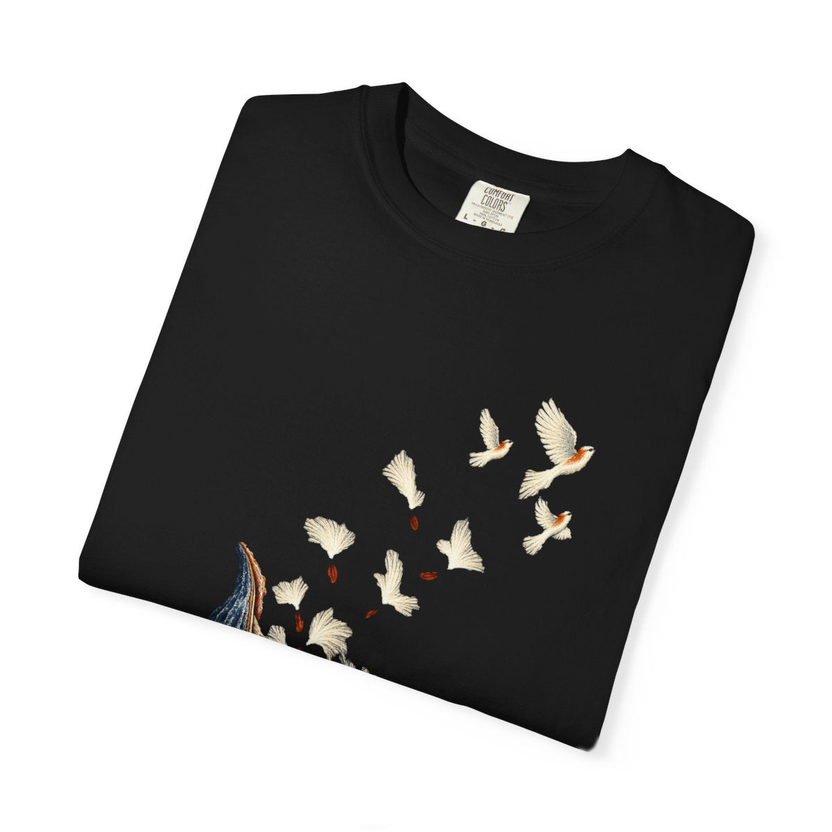 Milkweed Takes Flight Tee folded front print detail