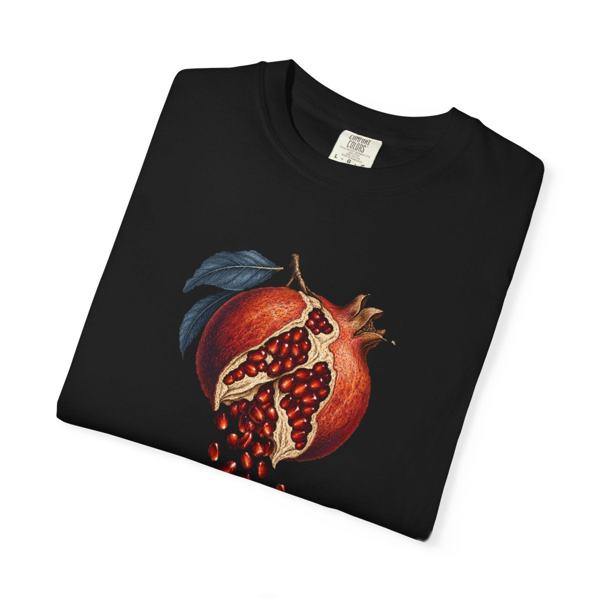 Pomegranate Spill Tee folded front print detail