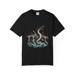 Bridge Serpent Tee large front print on a Black Comfort Colors 1717 tee
