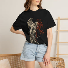 Gargoyle Unbound Tee worn Printify context view on a Black Comfort Colors 1717 tee