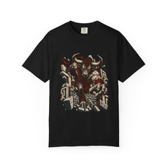 Minotaur Breakout Tee large front print on a Black Comfort Colors 1717 tee