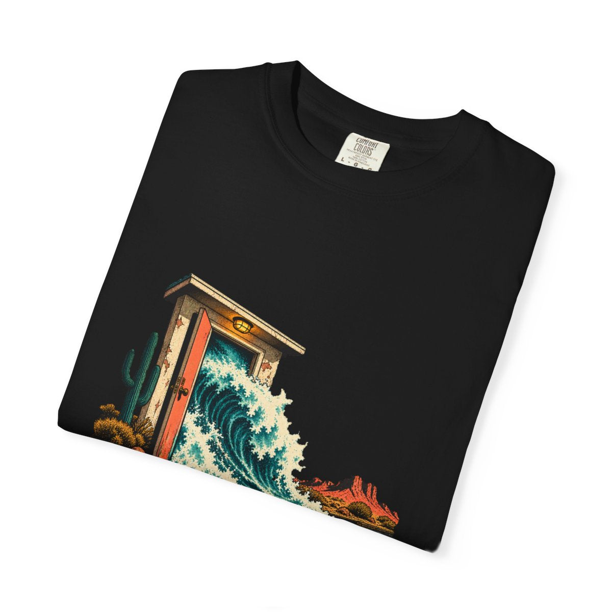 Motel Undertow Tee folded front print detail