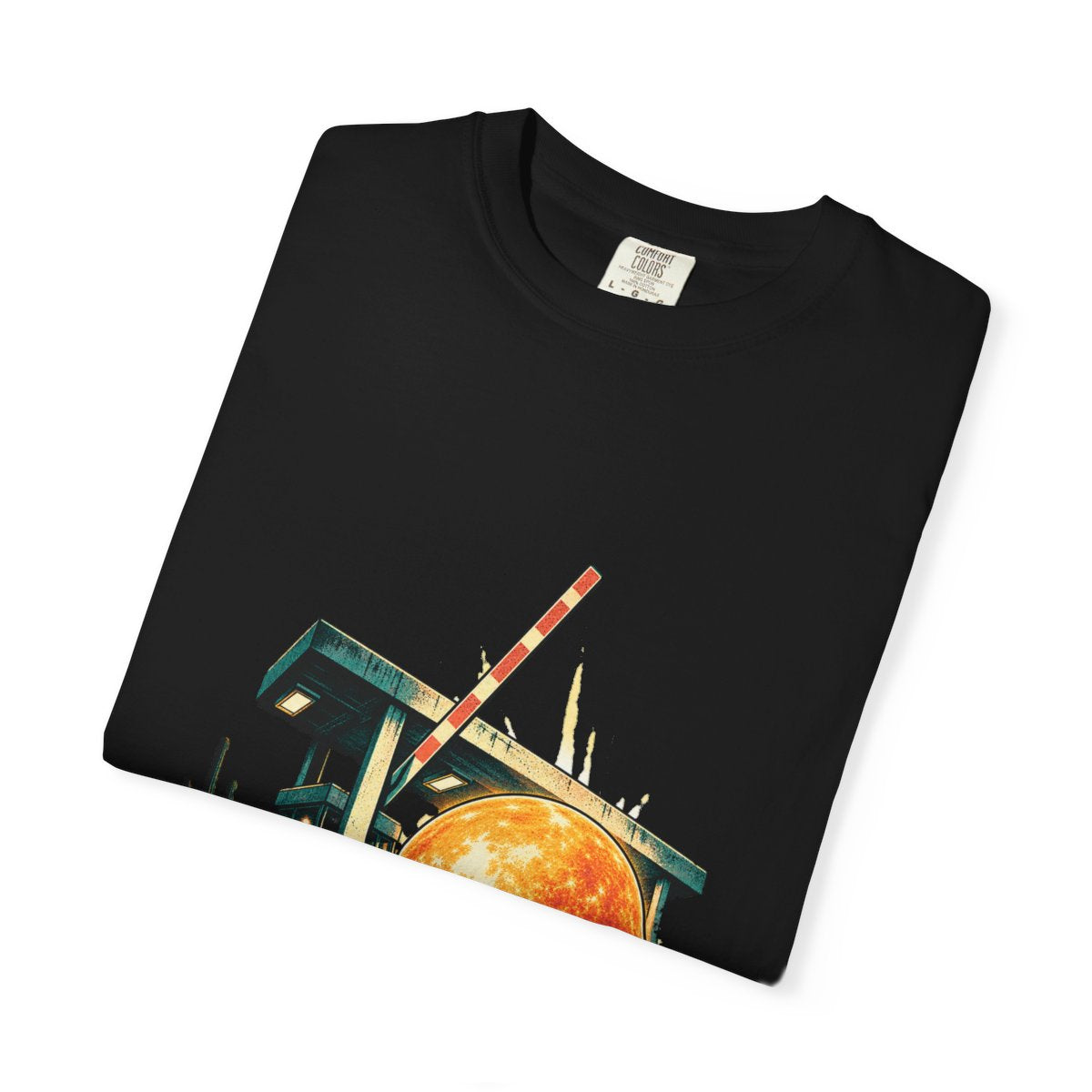 Sunrise Toll Tee folded front print detail