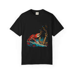 Crab Takes Anchor Tee large front print on a Black Comfort Colors 1717 tee