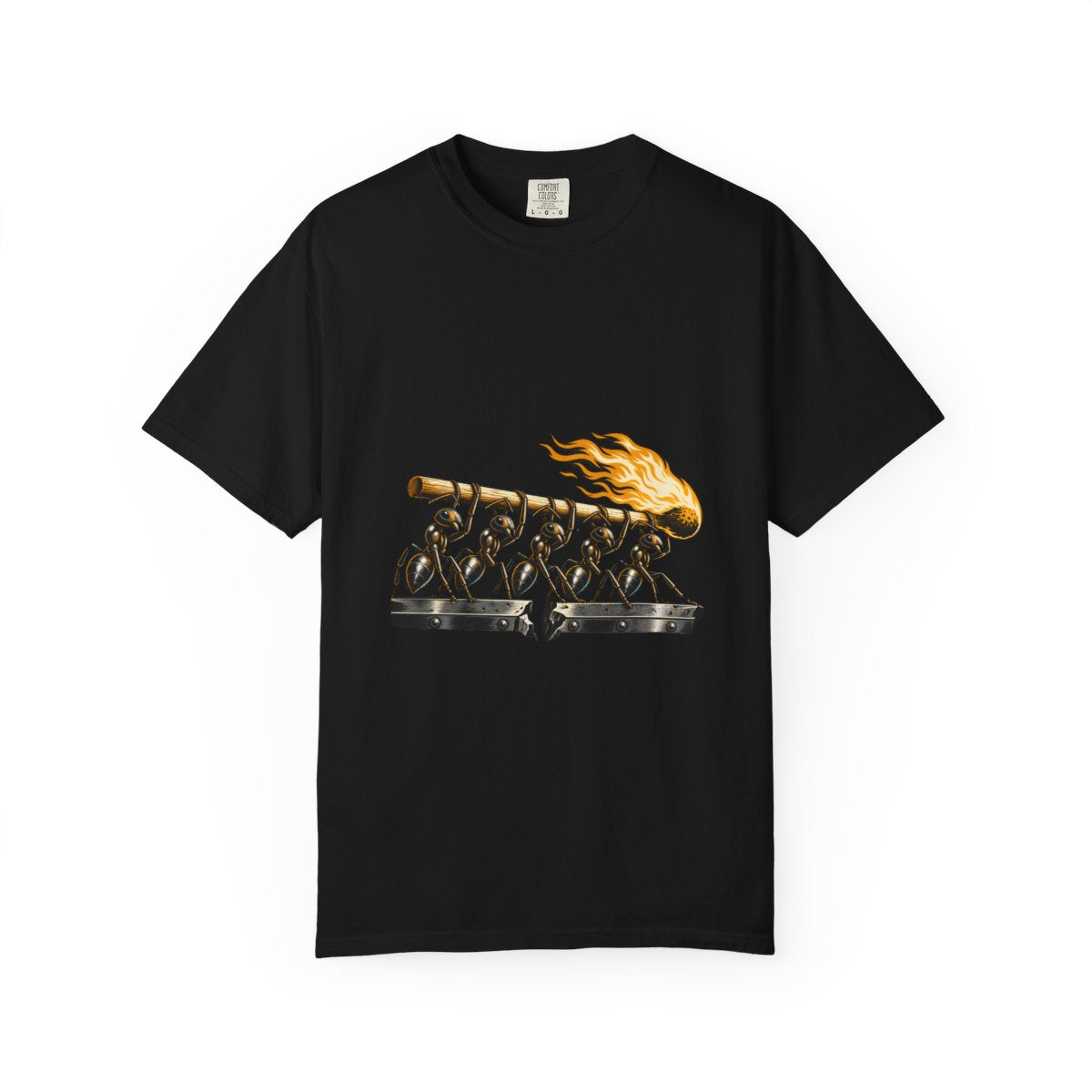 Match Procession Tee large front print on a Black Comfort Colors 1717 tee