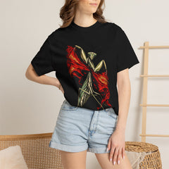 Cut the Banner Tee worn Printify context view on a Black Comfort Colors 1717 tee