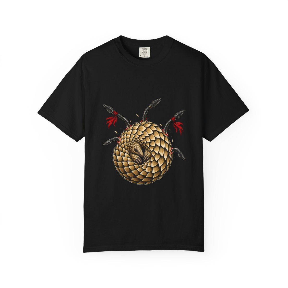 Pangolin Guard Tee large front print on a Black Comfort Colors 1717 tee